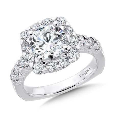 Valina Unique Cushion-Shaped Halo Diamond Engagement Ring - R1082W