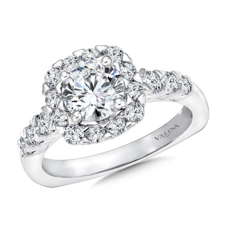 Valina Unique Cushion-Shaped Halo Diamond Engagement Ring - R1083W
