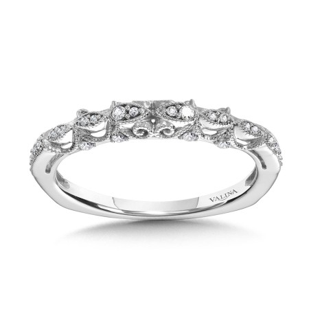 Valina - Vintage Milgrain & Filigree Accented Diamond Wedding Band - R1156BW