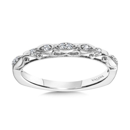 Valina - Vintage Milgrain & Filigree Accented Diamond Wedding Band - R1157BW