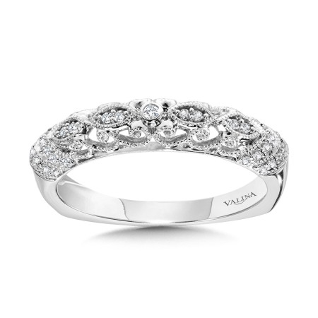 Valina - Vintage Milgrain & Filigree Accented Diamond Wedding Band - R1158BW