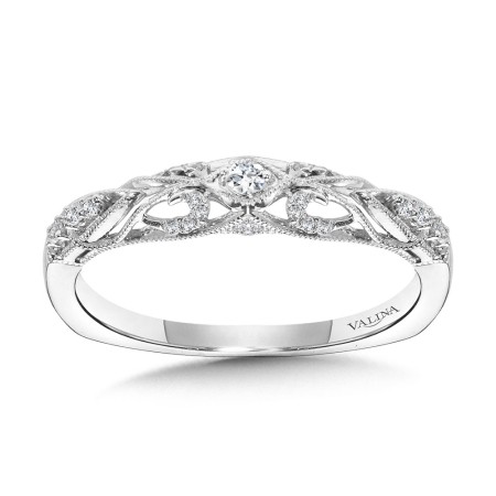 Valina - Vintage Milgrain & Filigree Accented Diamond Wedding Band - R1164BW
