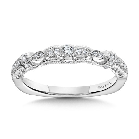 Valina - Vintage Milgrain & Filigree Accented Diamond Wedding Band - R1165BW