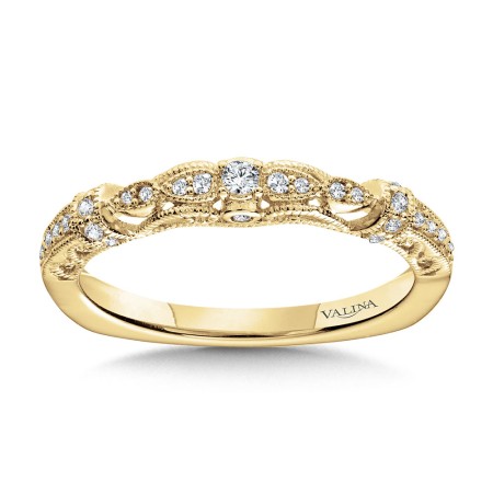 Valina - Vintage Milgrain & Filigree Accented Diamond Wedding Band - R1165BY