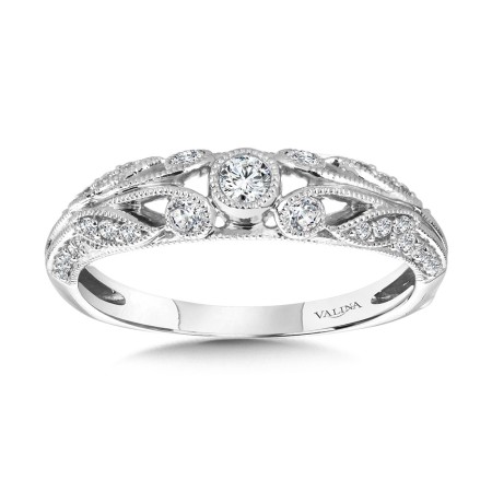 Valina - Vintage Milgrain & Filigree Accented Diamond Wedding Band - R1170BW