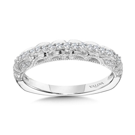 Valina - Vintage Milgrain & Filigree Accented Graduating Diamond Wedding Band - R1166BW