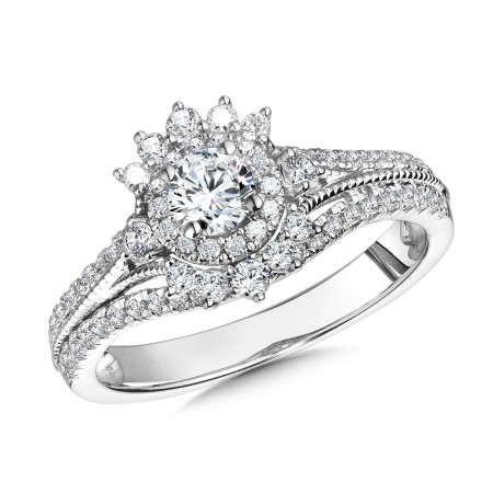 Vintage-Chic Split Shank Halo Bridal Set