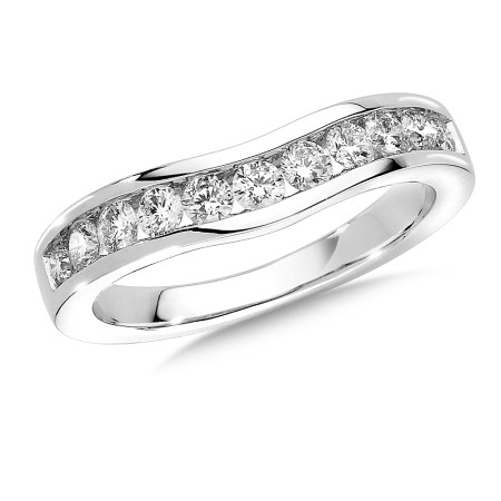 Channel set Curved Diamond Wedding Band 14k White Gold (1/5ct. tw.)